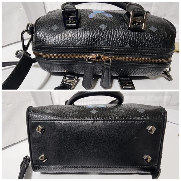 Authentic MCM Visestos Rabbit Small Boston Satchel Bag Black - Picture 7 of 11
